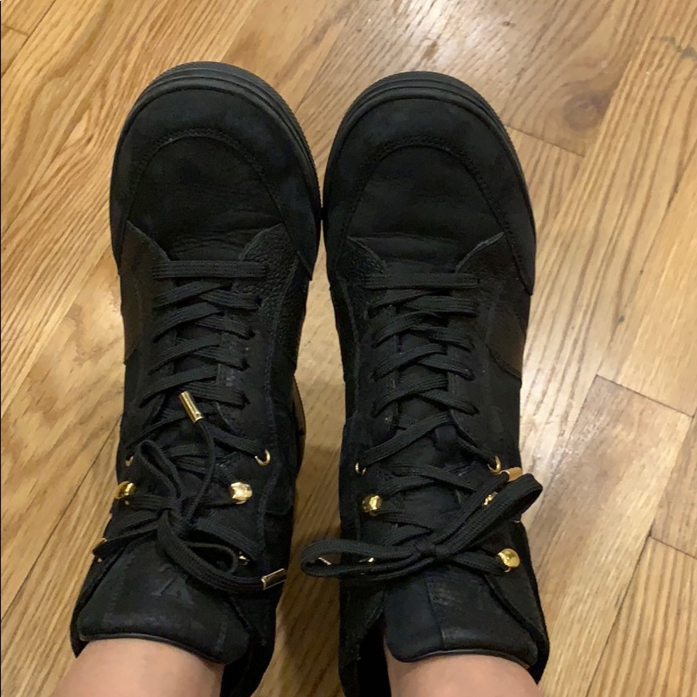 Louis Vuitton leather monogram print ankle boots